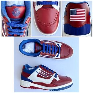 BALLY Men’s KUBA Corvette USA Flag Leather Low Top Sneakers NEW NIB
